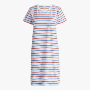 NWT J. Crew Factory Striped T Shirt Dress, BR902, Blue, Red, White